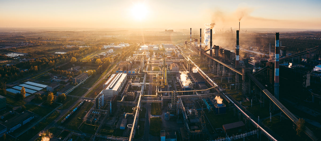 Vue aérienne d'un site industriel